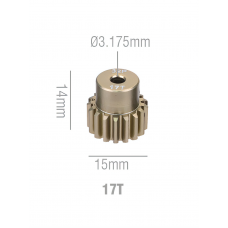 Шестерня алюминиевая Pinion gear 17T 32P для вала 3.17mm