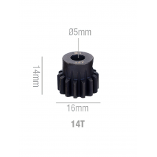 Шестерня стальная Pinion gear 14T M1 для вала 5mm