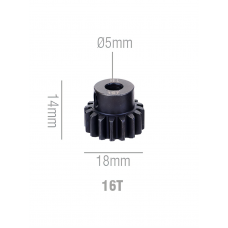 Шестерня стальная Pinion gear 16T M1 для вала 5mm