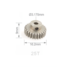 Шестерня алюминиевая Pinion gear 25T M0.6 для вала 3.17mm