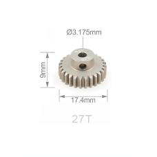 Шестерня алюминиевая Pinion gear 27T M0.6 для вала 3.17mm