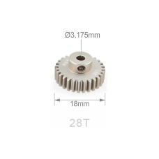 Шестерня алюминиевая Pinion gear 28T M0.6 для вала 3.17mm