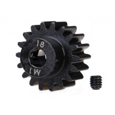 Gear, 18-T pinion (machined) (1.0 metric pitch) (fits 5mm shaft): set screw (compatible with steel s
