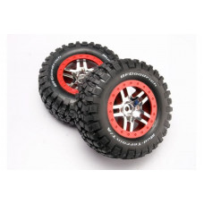 Tires & wheels, assembled, glued (SCT Split-Spoke chrome, red beadlock style wheels, BFGoodrich®