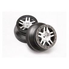 Wheels, SCT Split-Spoke, satin chrome, black beadlock style, dual profile (2.2'' outer 3.0