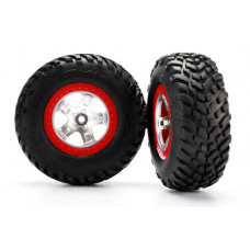 Tires & wheels, assembled, glued (SCT satin chrome, red beadlock wheels, ultra soft S1 compound