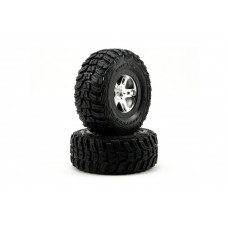 Tires & wheels, assembled, glued (SCT satin chrome, black beadlock style wheels, Kumho tires, fo