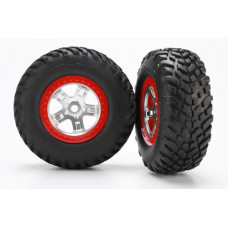 Tires & wheels, assembled, glued (SCT, satin chrome, red beadlock wheels, ultra soft S1 compound