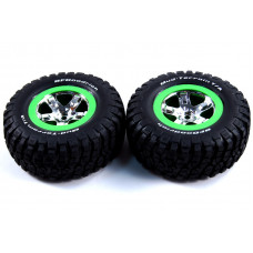Tires & wheels, assembled, glued (SCT, chrome, green beadlock wheel, BFGoodrich® Mud-Terrain™ T/