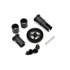 Gear set, differential (output gears (2)/ spider gears (4))/ring gear, 35T/ 2x14.8mm pin (1)/ sleeve