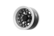 Boom Racing ProBuild™ 1.55" CFH6 Adjustable Offset Aluminum Beadlock Wheels (2) Flat Silver/Carbon Fiber